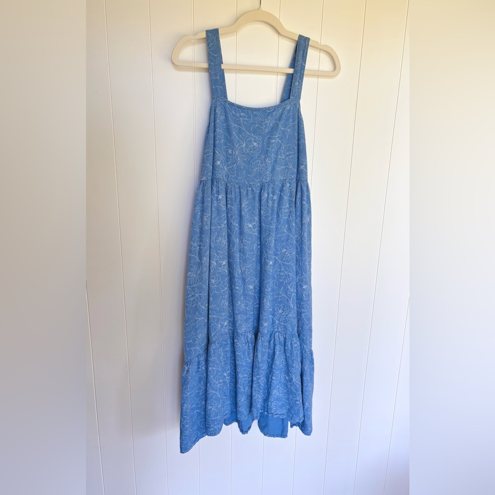 Light Blue Square-Neck Tiered Midi Dress - Picture 3 of 6